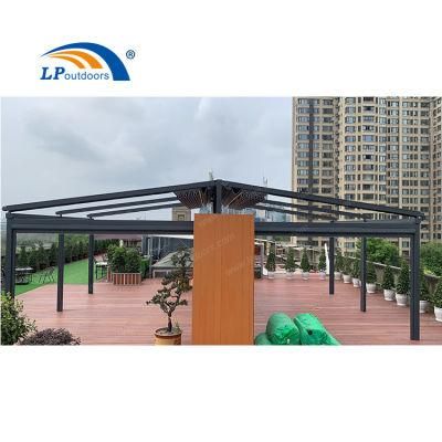 Outdoor Furniture Terrace Roof Rainproof Folding Pergola with Electric Zip Screen