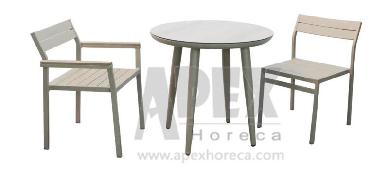 Terrace Bistro Outdoor Garden Patio Aluminum Stackable Restaurant Cafe Chairs with Table