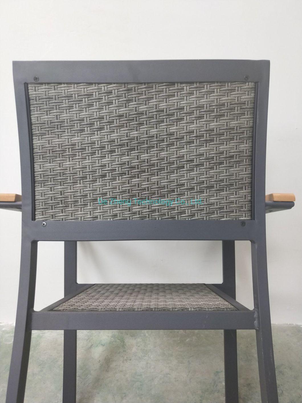 Patio Garden Aluminium Leisure Rattan with Plastic Wood Arm Chair Modern Furniture