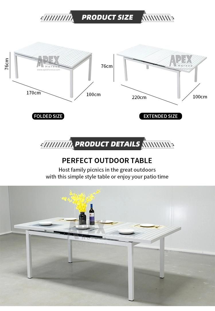 Outdoor Patio Expandable Dining Table Multifunction Aluminum Table
