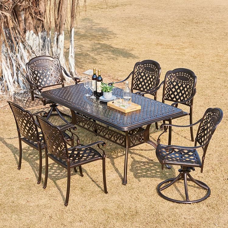 Swivel Chair Outdoor furniture Cast Aluminum Garden Restaurant Dining Set