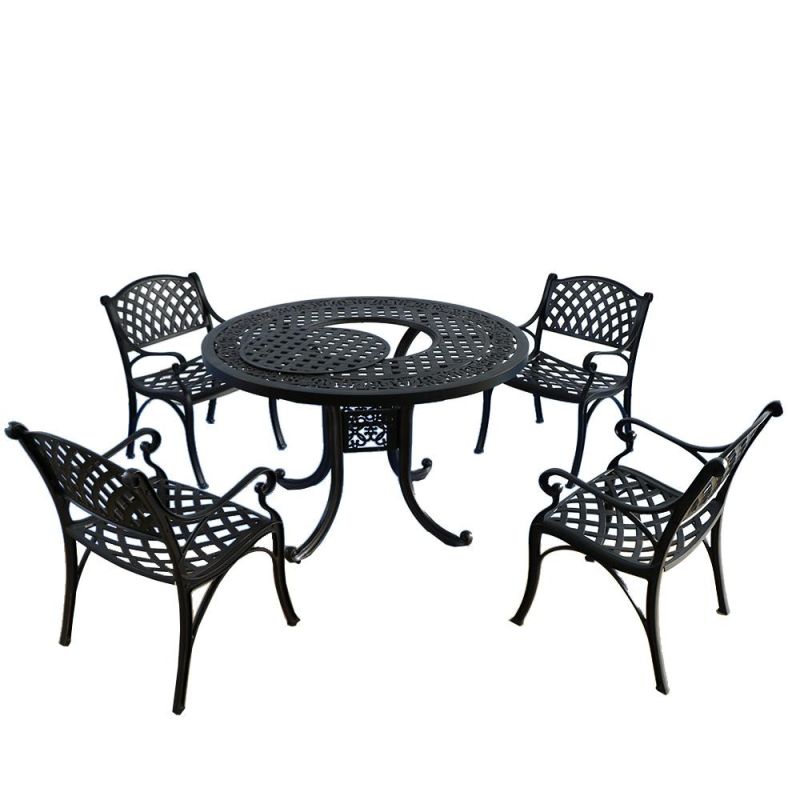 High Quality Patio Dining Table Black Round Garden Dining Table Stackable Garden Table