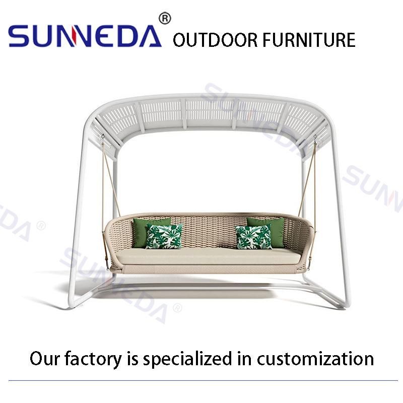 Patio Rocking Camping Chair with Canopy Rattan Patio Cushion Garden Furniture