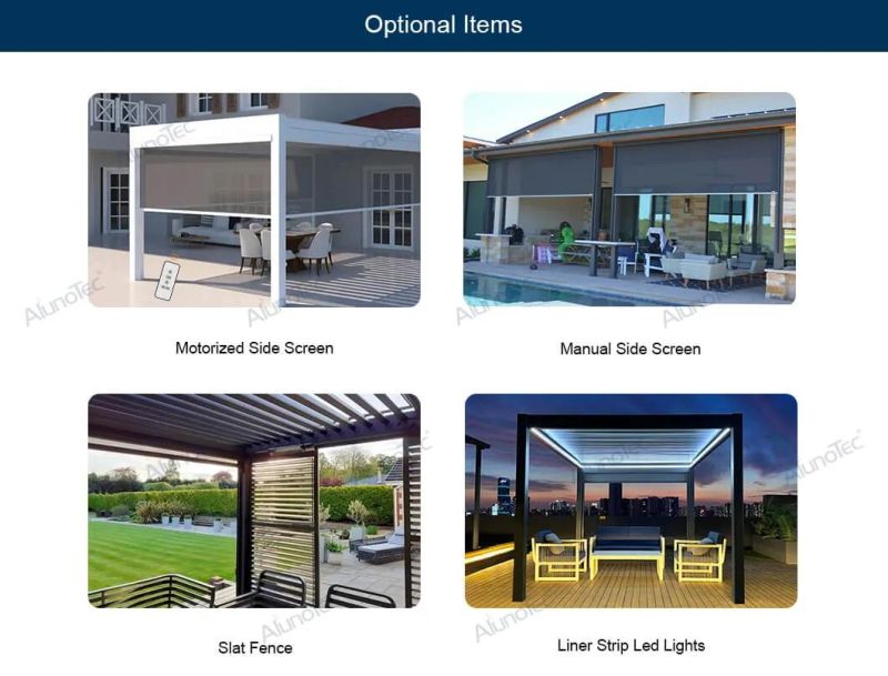Exporting Simple Rustproof Adjustable Louvers Cabana Pergola Roof With Popular Add-ons