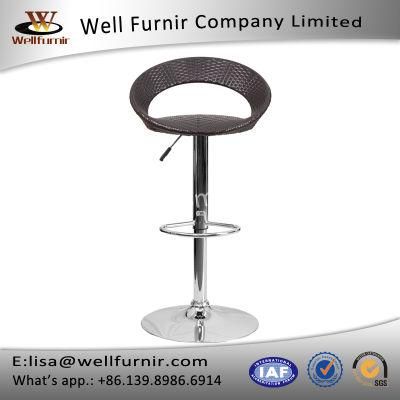 Well Furnir Wicker Adjustable-Height Bar Stool with Chrome Base (T-069)