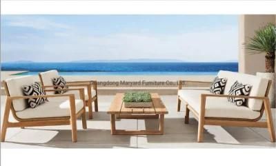 Hotel Outdoor Wicker Furniture Teak Wood Sofa Set