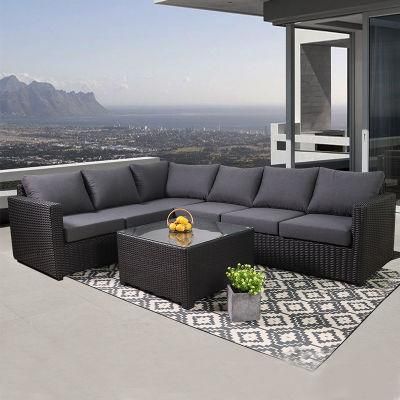 Luxury Outdoor Garden Pation Courtyard PE Rattan Sofa Set with Cushion Villa Furniture