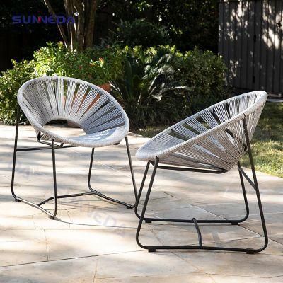 Outdoor Black and White Garden Lounge Aluminum Patio Chairs