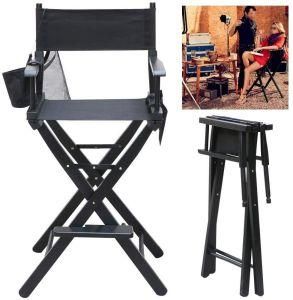 Folding Makeup Director Chair Wood Foldable with Side Bags