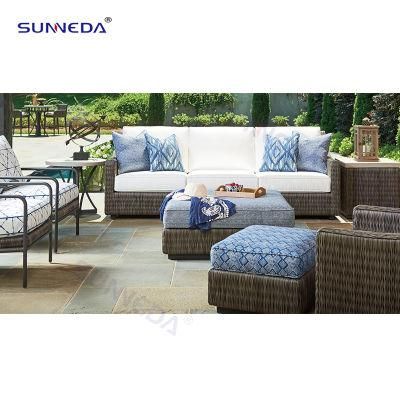 Hot-Selling Luxury Rattan Customized Aluminium Frame Garden Outdoor Sofa Set with Rotating Chair