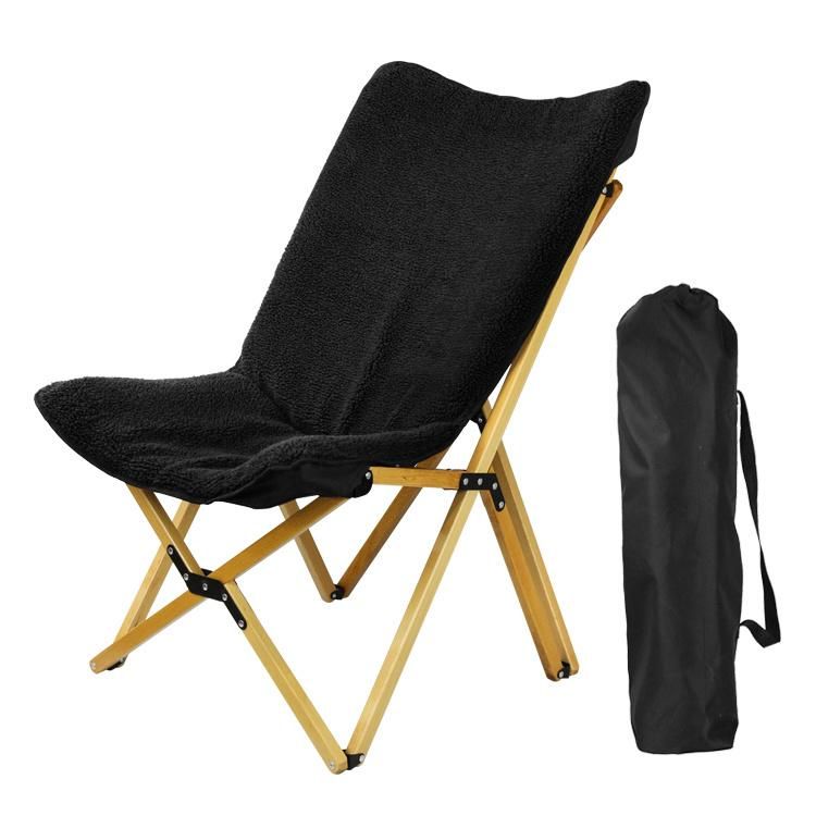 China Paddled Traveling Wood Folding Chair with Bubble Velvet