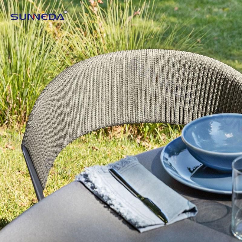 Outdoor Hotel Garden Patio Aluminium Rattan Dining Table 4 Chairs and Table Set Wicker Furniture