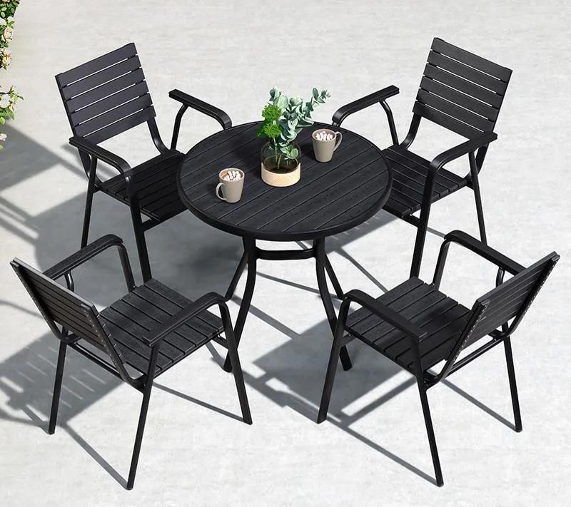 Black Plastic Wood Patio Garden Sets Furniture for Restaurant Hotel