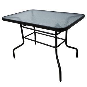 Rectangular Modern Outdoor Metal Tempered Glass Patio Dining Garden Table