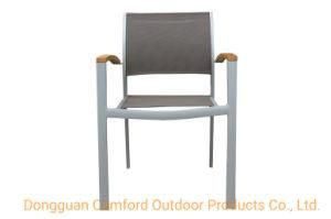 Contemporary Dining Chair / with Armrests / Aluminum / Outdoor