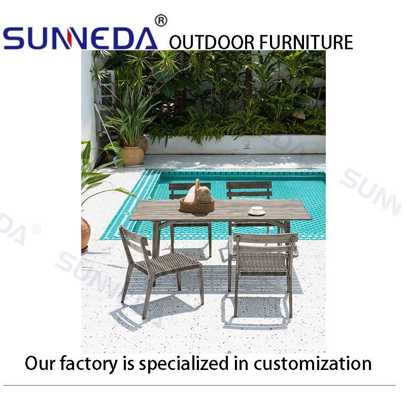 Costomized Outdoor Furniture Teak Wood Aluminum Garden Patio Set