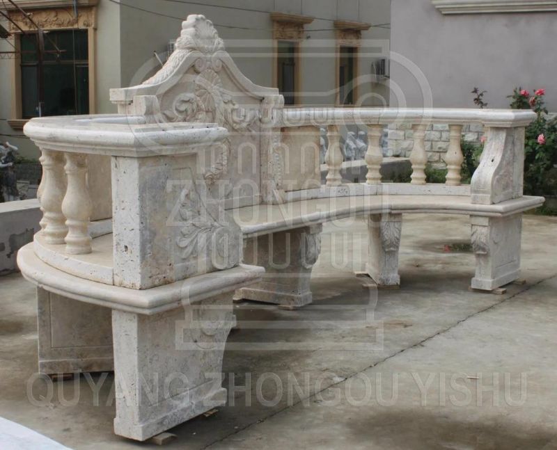 Garden Decoration Outdoor Furniture Stone Marble Carving Park Bench