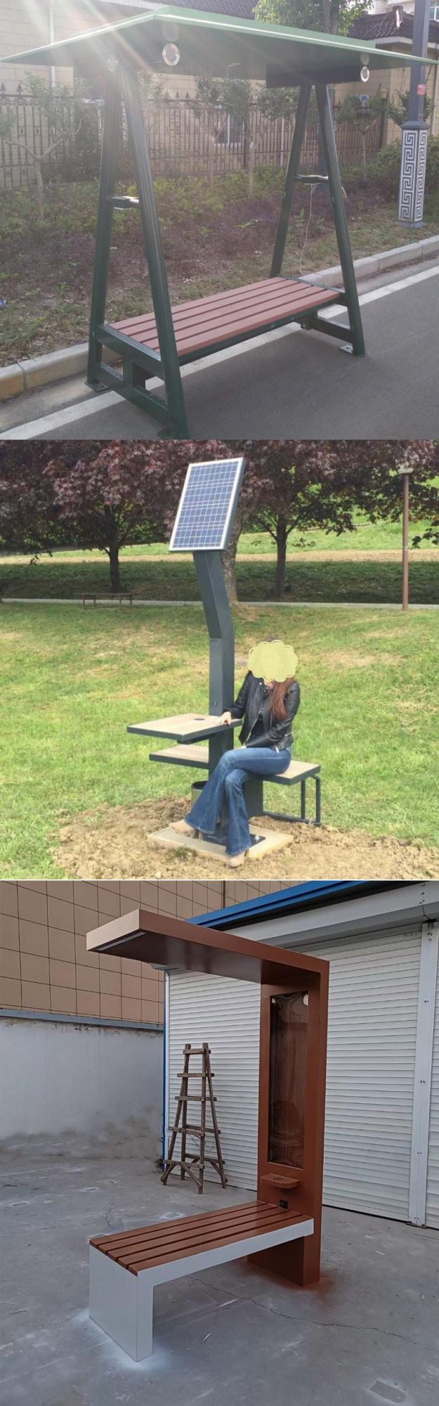 Stainless Steel Outdoor Wooden Park Garden Bench Easy Installation