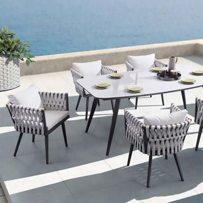 Modern Patio Chaise Lounge Pool Rope Woven Garden Wicker Rattan Chairs for Outdoor Restaurant Furniture