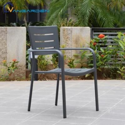 Powder Coated Aluminum Outdoor Metal Stackable Dining Chair