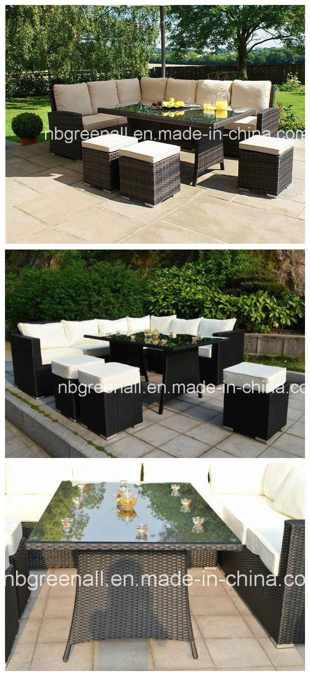 Flat & Round Rattan Mix Modern Outdoor Rattan/Wicker Sofa Leisure Garden Furniture