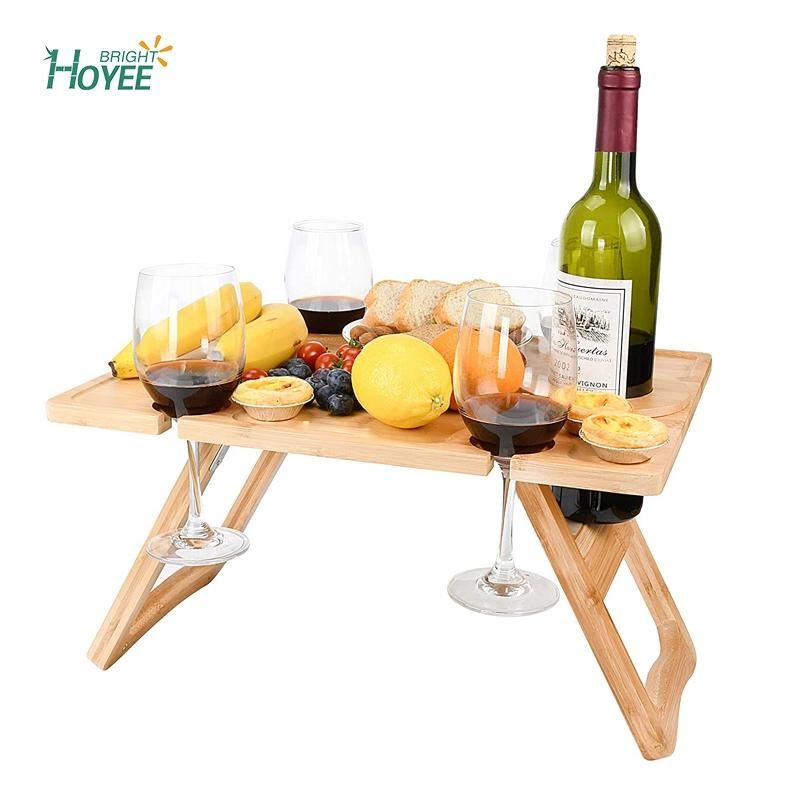 Bamboo Outdoor Wine Picnic Table