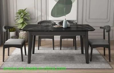 Marble Table Top Cheap Restaurant Furniture Wood Rectangle Dining Table for Sale