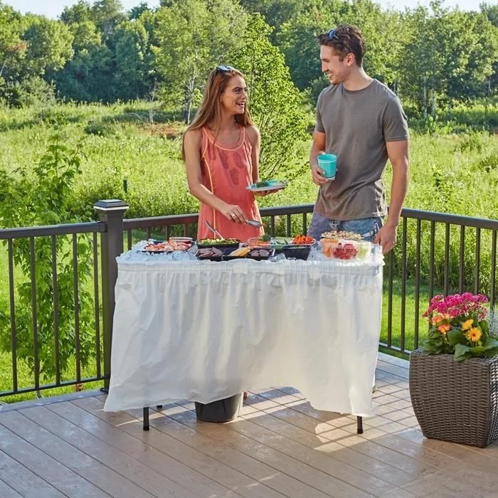 Modern Home 4′ Portable Folding Party Ice Bin Table with Skirt - White