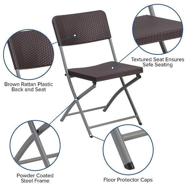 Factory Made Plastic Lightweight HDPE Folding Rattan Chair for Outdoor