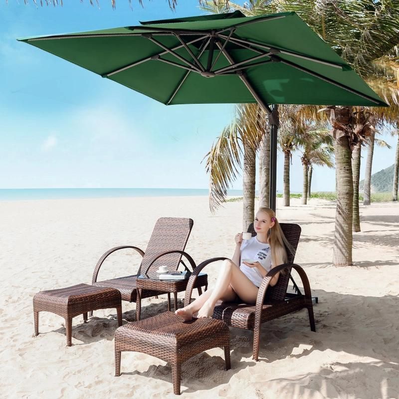 Hot Sale Swimming Pool Beach Chair Plastic Sun Lounger with Handrail