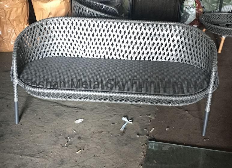 Outdoor Aluminum Wicker Rope Garden Hotel Villa Patio Rattan Sofa