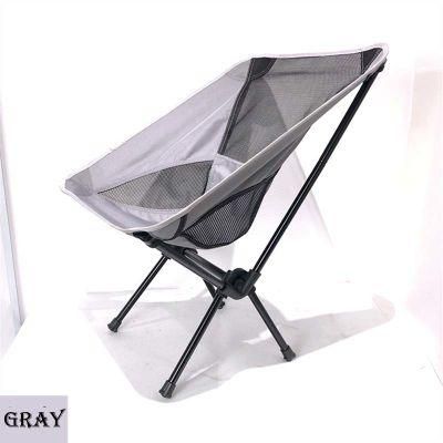 Gray Outdoor Portable Folding Chair Beach Chair Camping Fishing Space Chair