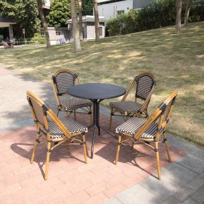 Fashion Aluminium Frame Rattan Mini Garden Table and Chair Set Outdoor Furniture