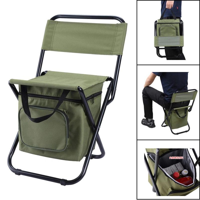Double Oxford Cloth Cooler Bag Portable Folding Camping Stool Backpack Chair Outdoor Folding Chair Wyz19475