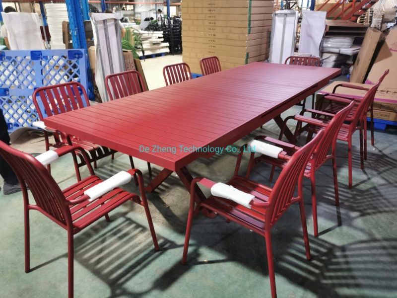 Loft Style Industrial Restaurant Table Furniture Aluminum Frame Extendable Table Top Dining Table Set for Cafe Bar Club