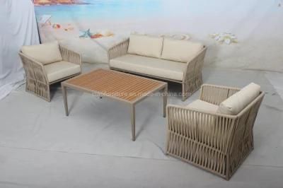 Aluminum Frame Woven Rope Round Sofa Set High Quality New Arrival Leisure Special Tude Rope Garden Patio Sofa Set Rattan Outdoor Furniture