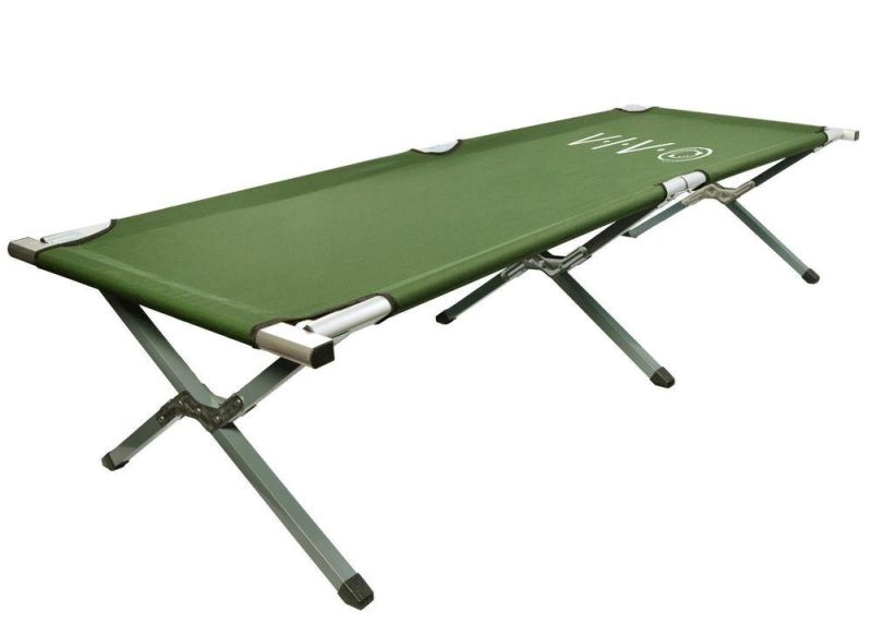 Heavy Duty Army Bed, Oxford Fabric Single Camping Bed, Sunbed in Green with Bag, Folding Camping Cot