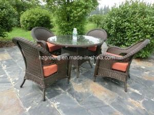 5 Pieces Round Rattan Conversation Dining Set Wicker Furniture