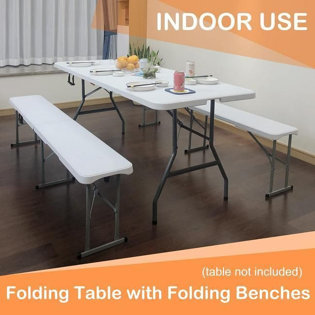 High Quality Outdoor Garden Patio Portable Plastic White Folding Bench