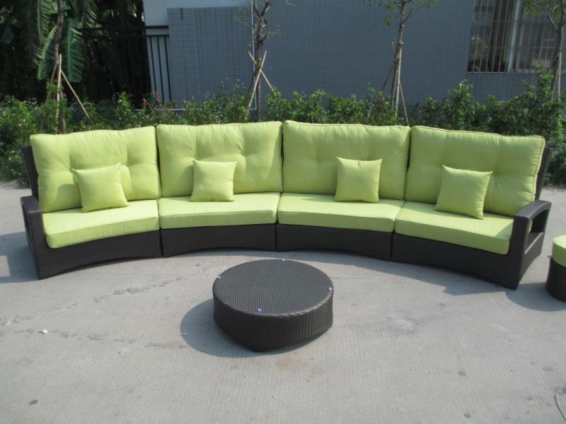 Black and Green Colour PE Rattan Sofa Outdoor Furniture