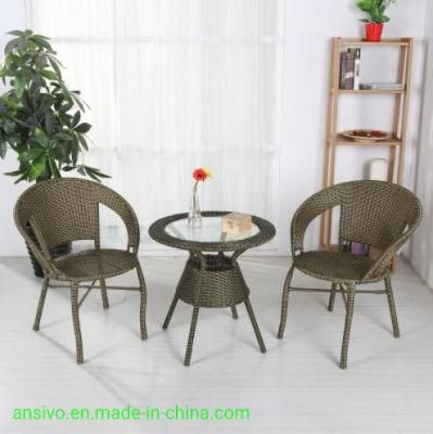 Rattan Woven Chair, Wicker Chair, Coffee Table, Three-Piece Indoor Balcony Table and Chair, Leisure Rattan Outdoor Recliner