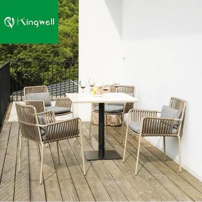 Simple Design Patio Rope Outdoor Rope Weaving Chair with En-581 Certificate Used on Cafe and Villa