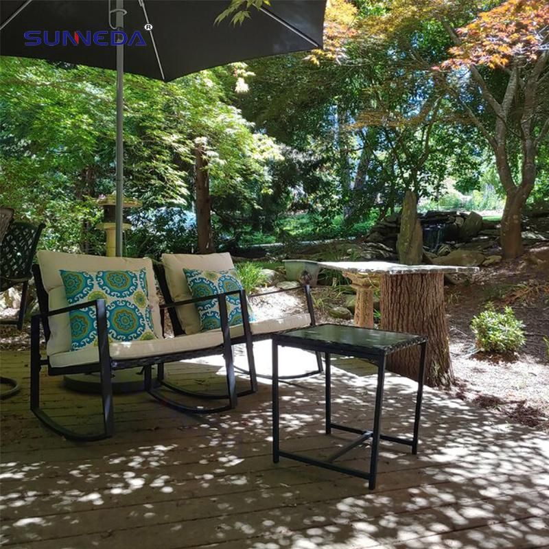 Modern Patio Rattan Aluminum Coffee Table Garden Rocking Chair