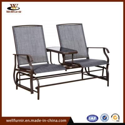 Leisure Aluminum Outdoor Double Swivel Rocking Chair with Table