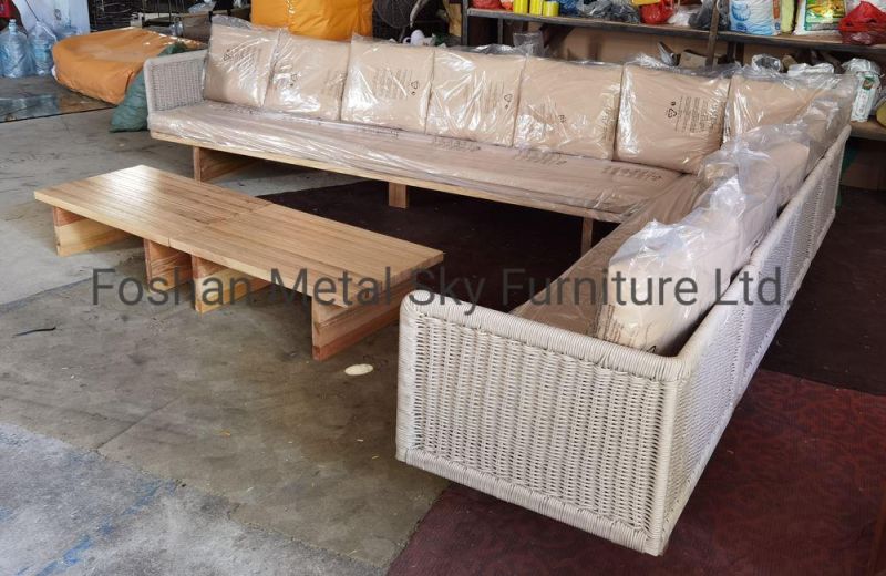 Outdoor Aluminum Garden Hotel Villa Patio Wicker Wooden Rattan Sofa