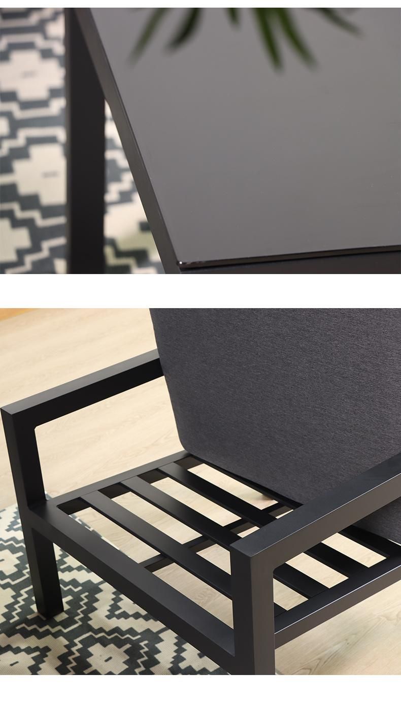 Wrapped Aluminum Carton Box Patio Clearance Black Metal Outdoor Sectional Sofa Patio Set