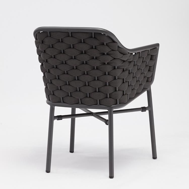 Modern Commercial Designer Washable Aluminium Outdoor Restaurant Dining Rope Chair
