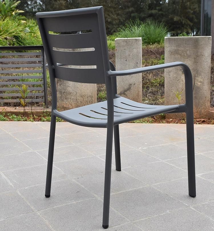 Powder Coated Aluminum Outdoor Metal Stackable Dining Chair