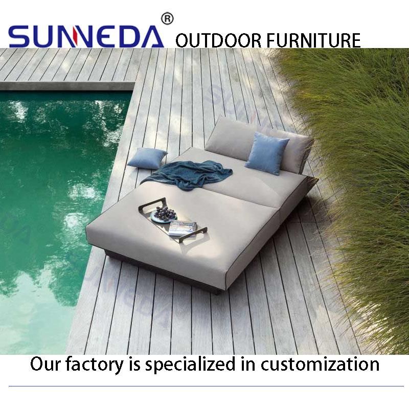 Outdoor Backyard Hotel Swimming Pool Sofa with Teak Tea Table