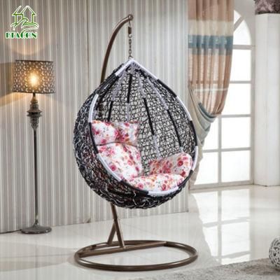 Popular Outdoor Indoor Rattan Weaving Hanging Swing Chair with Cushion